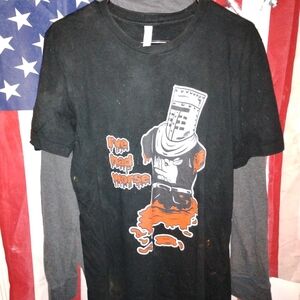 Black Graphic Tee with Knight Design